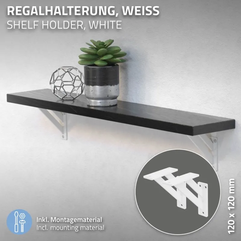 Wandkonsole Regalhalterung 2er Set 120 x 120 mm Weiß aus Aluminium ML-Design-ECD Germany Clearance