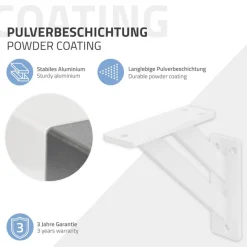 Wandkonsole Regalhalterung 2er Set 120 x 120 mm Weiß aus Aluminium ML-Design-ECD Germany Clearance