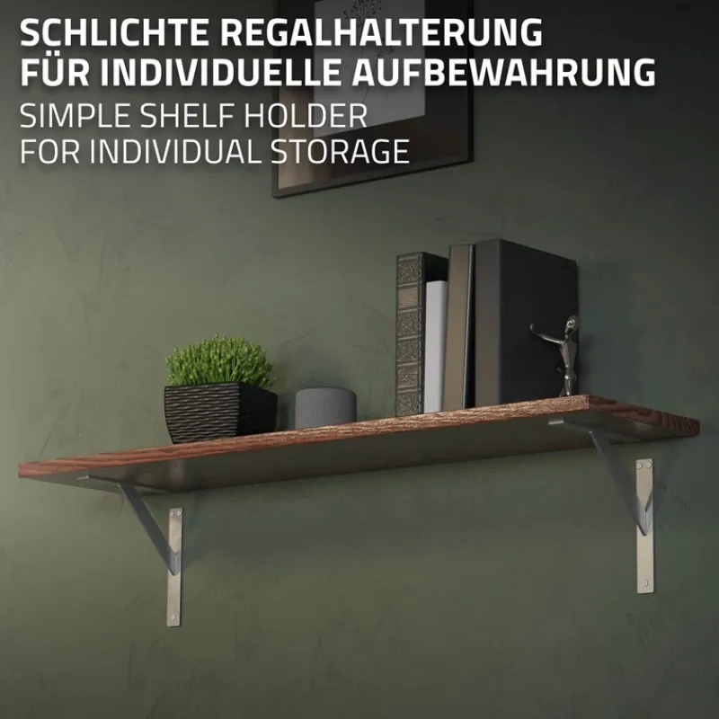 Wandkonsole Regalhalterung 2er Set 240 x 240 mm Silber aus Aluminium ML-Design-ECD Germany Best