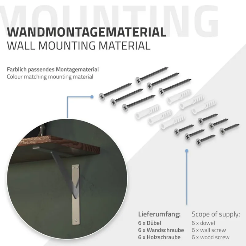 Wandkonsole Regalhalterung 2er Set 240 x 240 mm Silber aus Aluminium ML-Design-ECD Germany Best