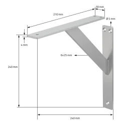 Wandkonsole Regalhalterung 2er Set 240 x 240 mm Silber aus Aluminium ML-Design-ECD Germany Best