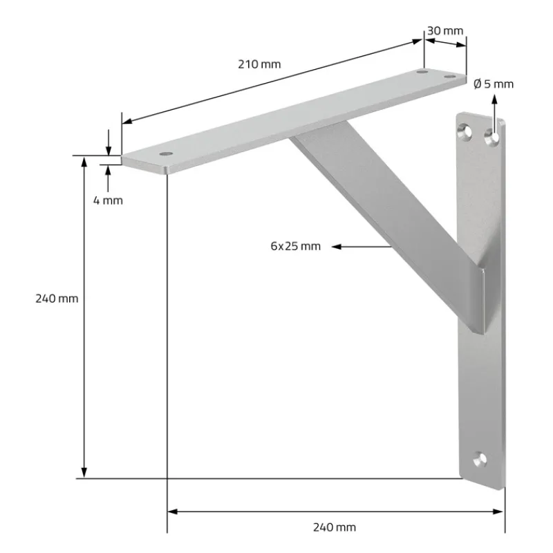 Wandkonsole Regalhalterung 2er Set 240 x 240 mm Silber aus Aluminium ML-Design-ECD Germany Best