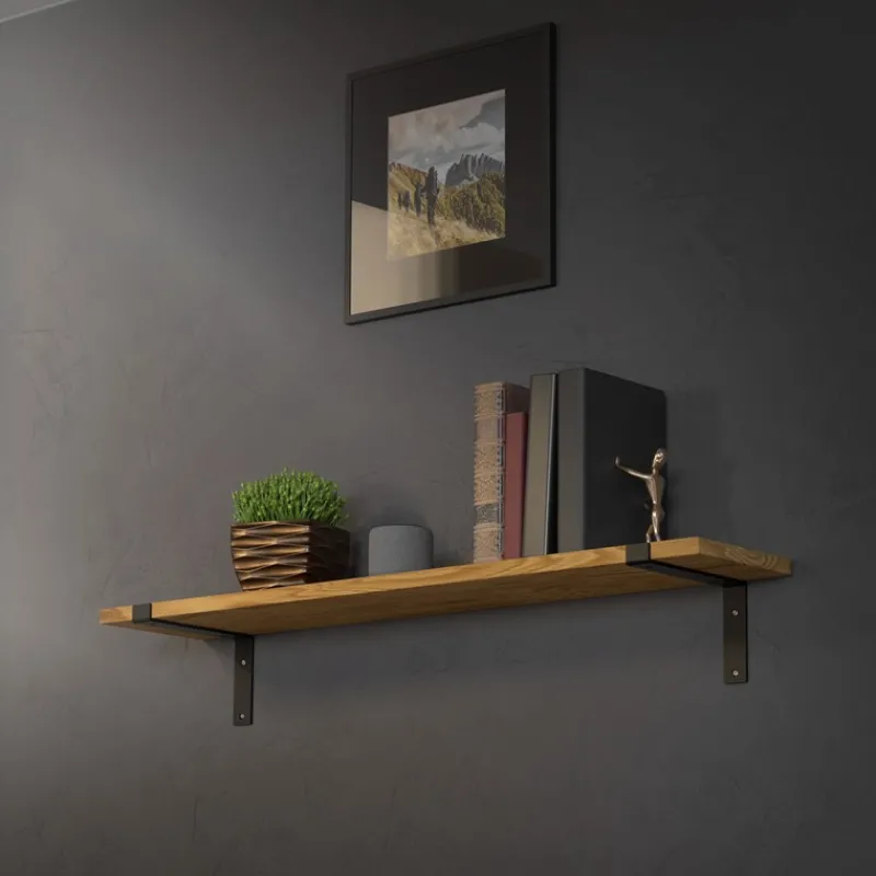 Wandkonsole Regalhalterung 2er Set 250 x 145 mm Schwarz aus Stahl ML-Design-ECD Germany Best