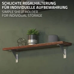 Wandkonsole Regalhalterung 2er Set 120 x 120 mm Silber aus Aluminium ML-Design-ECD Germany Outlet