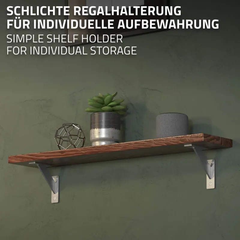 Wandkonsole Regalhalterung 2er Set 120 x 120 mm Silber aus Aluminium ML-Design-ECD Germany Outlet