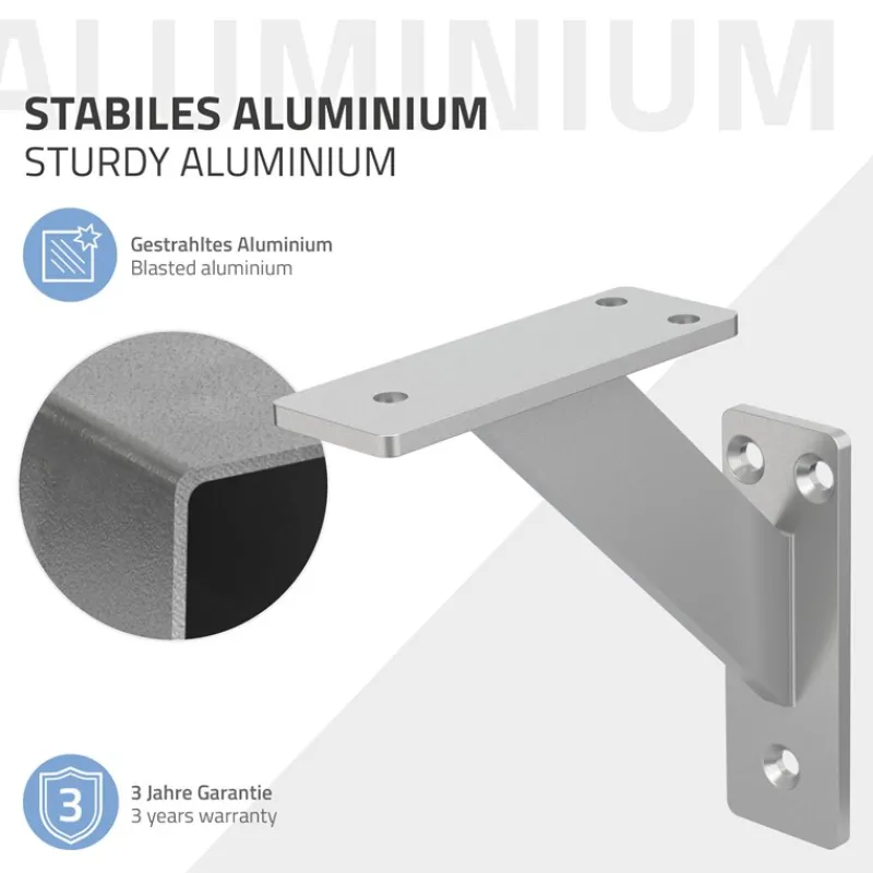 Wandkonsole Regalhalterung 2er Set 120 x 120 mm Silber aus Aluminium ML-Design-ECD Germany Outlet