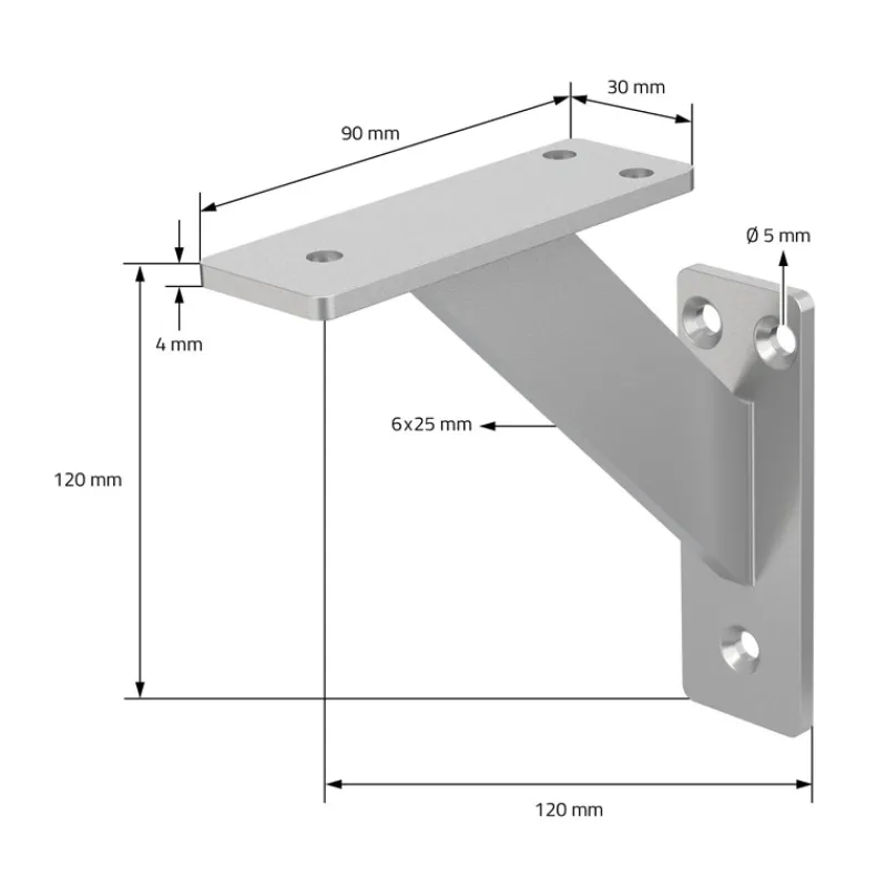 Wandkonsole Regalhalterung 2er Set 120 x 120 mm Silber aus Aluminium ML-Design-ECD Germany Outlet