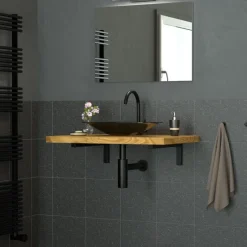 Wandkonsole Regalhalterung 2er Set 450 x 150 mm schwarz aus Stahl ML-Design-ECD Germany Clearance