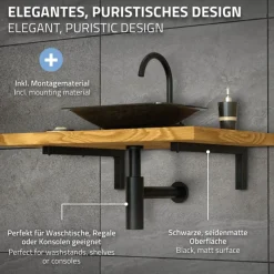 Wandkonsole Regalhalterung 2er Set 450 x 150 mm schwarz aus Stahl ML-Design-ECD Germany Clearance