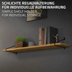 Wandkonsole Regalhalterung 2er Set 265 x180 mm Schwarz aus Stahl ML-Design-ECD Germany Sale