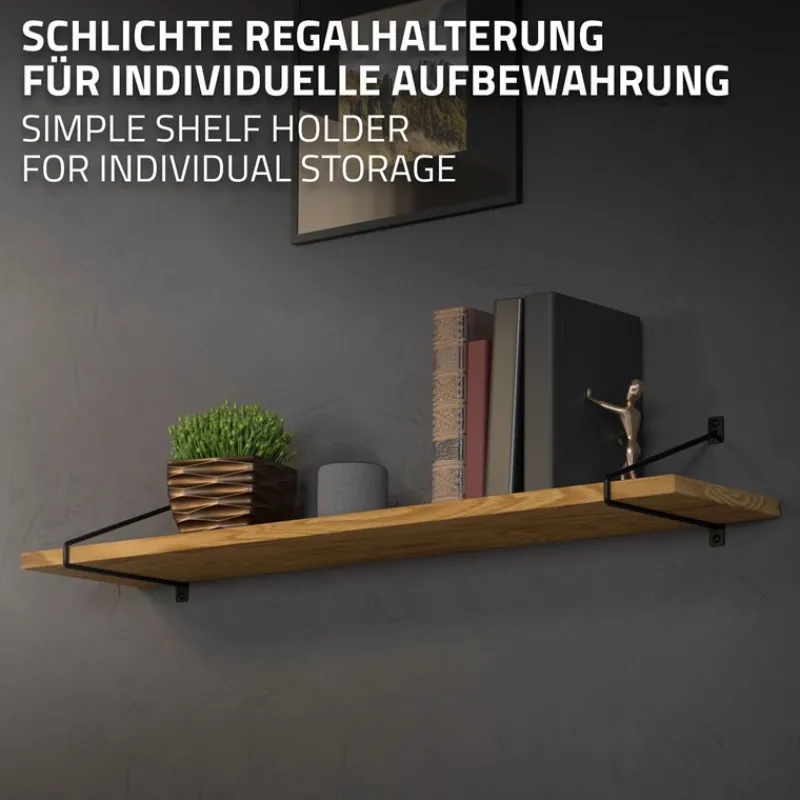 Wandkonsole Regalhalterung 2er Set 265 x180 mm Schwarz aus Stahl ML-Design-ECD Germany Sale