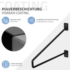 Wandkonsole Regalhalterung 2er Set 265 x180 mm Schwarz aus Stahl ML-Design-ECD Germany Sale