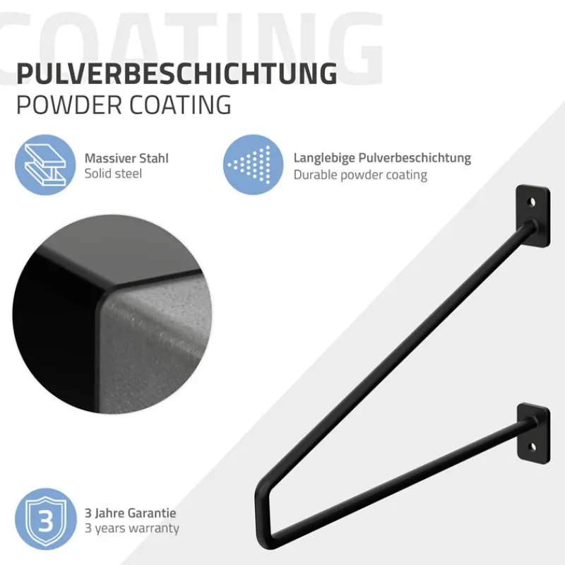 Wandkonsole Regalhalterung 2er Set 265 x180 mm Schwarz aus Stahl ML-Design-ECD Germany Sale