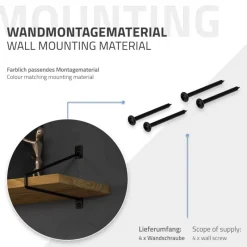 Wandkonsole Regalhalterung 2er Set 265 x180 mm Schwarz aus Stahl ML-Design-ECD Germany Sale