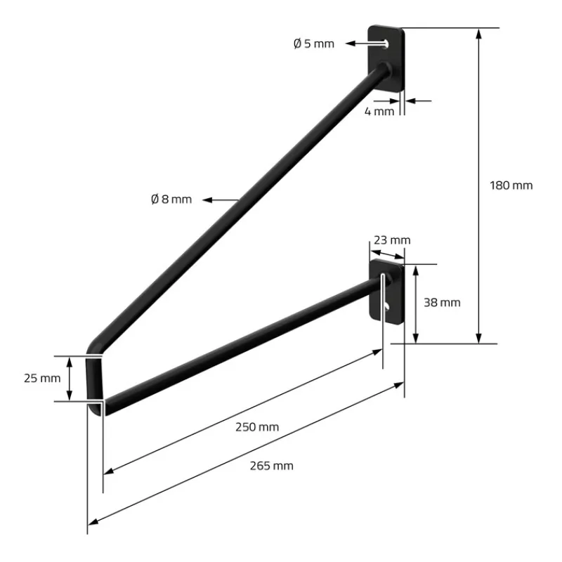 Wandkonsole Regalhalterung 2er Set 265 x180 mm Schwarz aus Stahl ML-Design-ECD Germany Sale