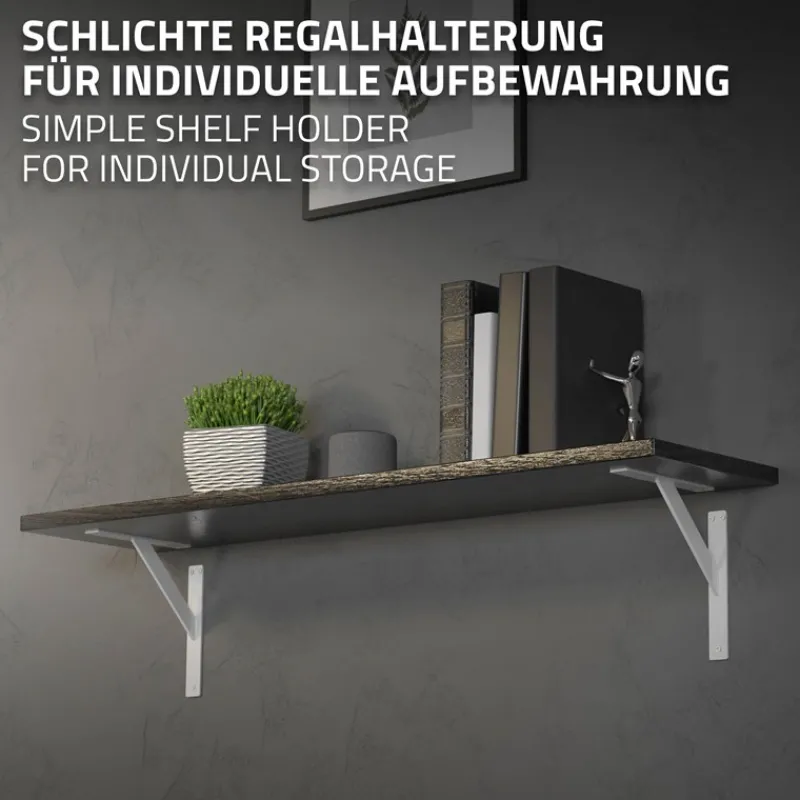 Wandkonsole Regalhalterung 2er Set 240 x 240 mm Weiß aus Aluminium ML-Design-ECD Germany