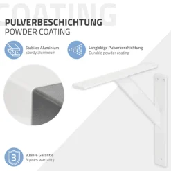 Wandkonsole Regalhalterung 2er Set 240 x 240 mm Weiß aus Aluminium ML-Design-ECD Germany