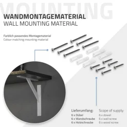 Wandkonsole Regalhalterung 2er Set 240 x 240 mm Weiß aus Aluminium ML-Design-ECD Germany