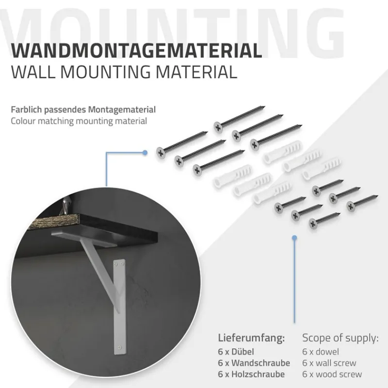 Wandkonsole Regalhalterung 2er Set 240 x 240 mm Weiß aus Aluminium ML-Design-ECD Germany