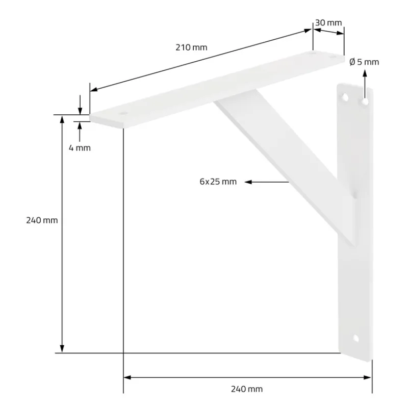 Wandkonsole Regalhalterung 2er Set 240 x 240 mm Weiß aus Aluminium ML-Design-ECD Germany
