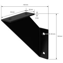 Wandkonsole Regalhalterung 2er Set 150 x 150 cm Schwarz aus Stahl ML-Design-ECD Germany Online
