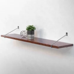 Wandkonsole Regalhalterung 2er Set 265 x 180 mm Grau aus Stahl ML-Design-ECD Germany