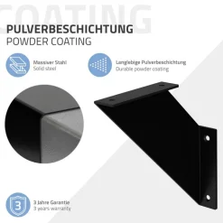 Wandkonsole Regalhalterung 2er Set 200 x 200 mm Schwarz aus Stahl ML-Design-ECD Germany