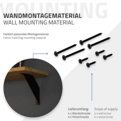Wandkonsole Regalhalterung 2er Set 200 x 200 mm Schwarz aus Stahl ML-Design-ECD Germany