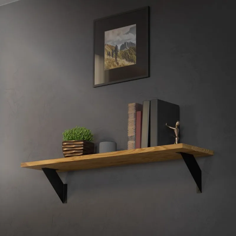 Wandkonsole Regalhalterung 2er Set 200 x 200 mm Schwarz aus Stahl ML-Design-ECD Germany