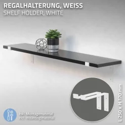 Wandkonsole Regalhalterung 2er Set 250 x 145 mm Weiß aus Stahl ML-Design-ECD Germany