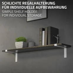 Wandkonsole Regalhalterung 2er Set 250 x 145 mm Weiß aus Stahl ML-Design-ECD Germany