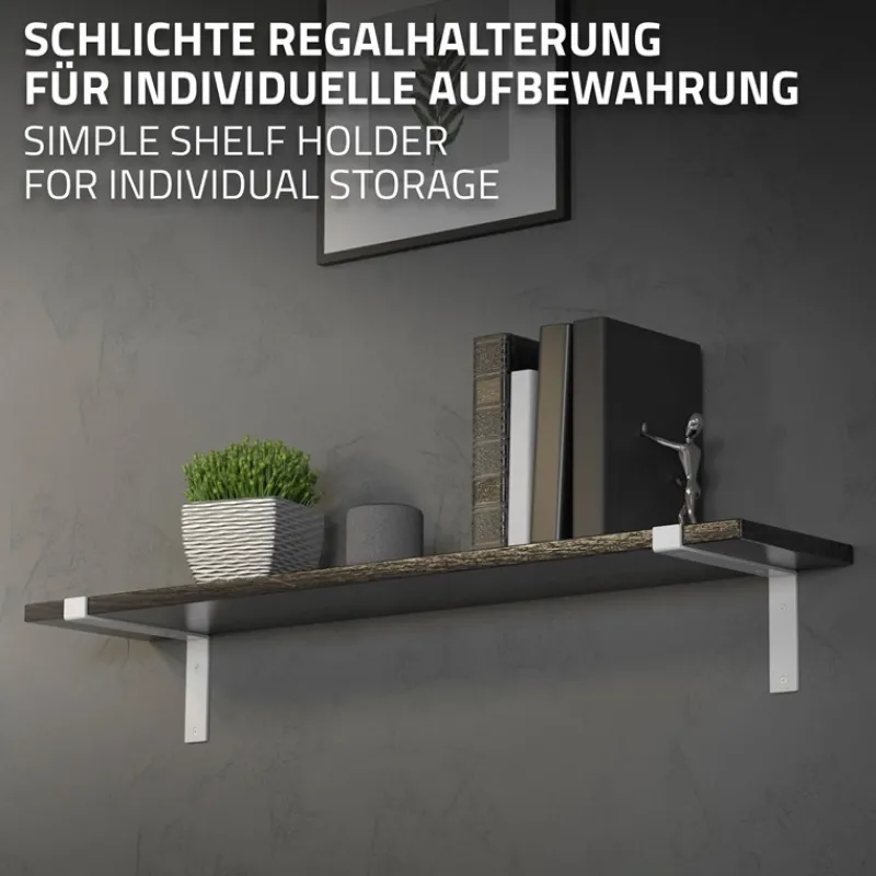 Wandkonsole Regalhalterung 2er Set 250 x 145 mm Weiß aus Stahl ML-Design-ECD Germany