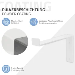 Wandkonsole Regalhalterung 2er Set 250 x 145 mm Weiß aus Stahl ML-Design-ECD Germany