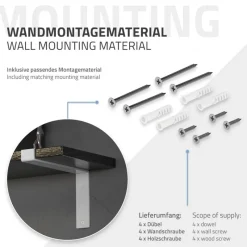 Wandkonsole Regalhalterung 2er Set 250 x 145 mm Weiß aus Stahl ML-Design-ECD Germany