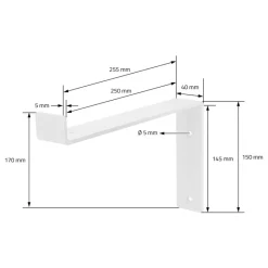 Wandkonsole Regalhalterung 2er Set 250 x 145 mm Weiß aus Stahl ML-Design-ECD Germany