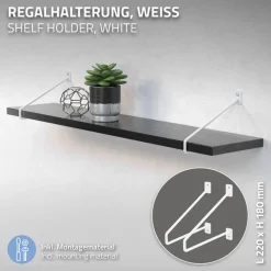 Wandkonsole Regalhalterung 2er Set 220 x 180 mm Weiß aus Stahl ML-Design-ECD Germany Clearance
