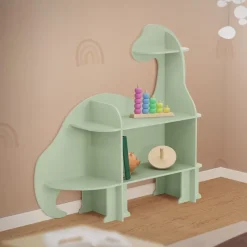 Wandregal fürs Kinderzimmer Dino mit Umfallschutz und abgerundet in Grün aus Holz Joyz-ECD Germany Hot