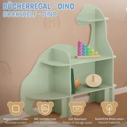 Wandregal fürs Kinderzimmer Dino mit Umfallschutz und abgerundet in Grün aus Holz Joyz-ECD Germany Hot