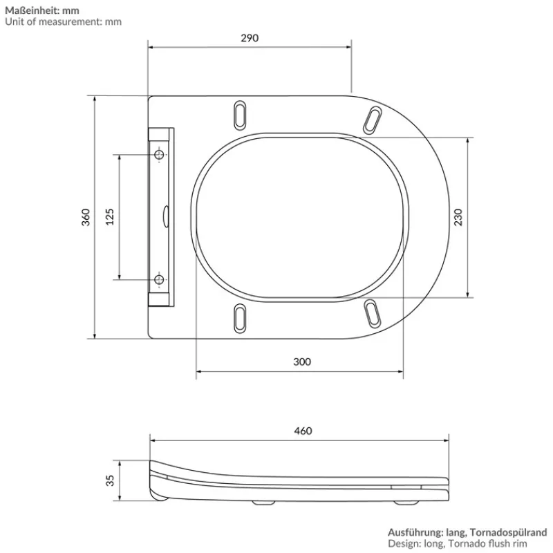 Wand-WC Hänge Toilette aus Keramik 54 cm lang Spülrandlos mit Nanoversiegelung & Softclose Luxebath-ECD Germany Outlet