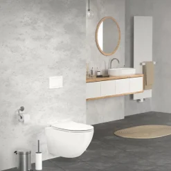 Wand-WC Hänge Toilette aus Keramik 54 cm lang Spülrandlos mit Nanoversiegelung & Softclose Luxebath-ECD Germany Outlet