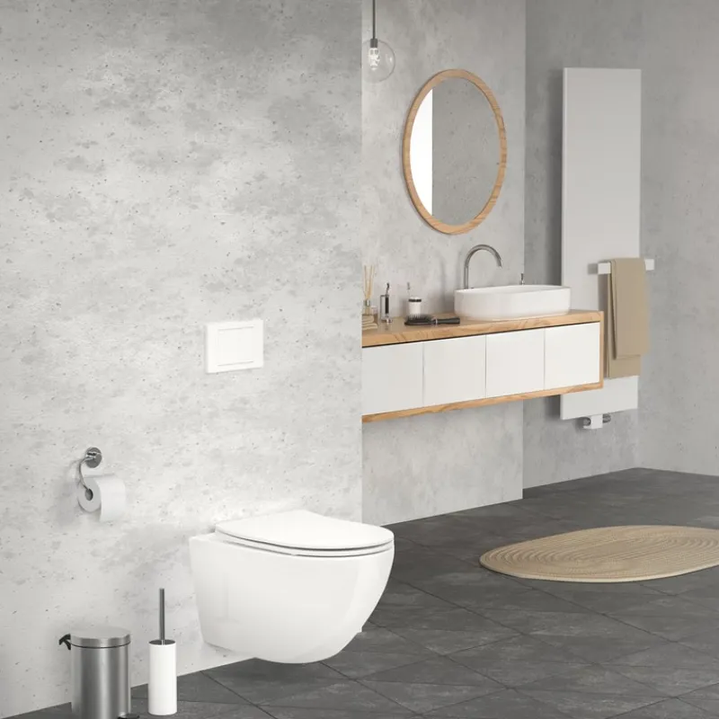 Wand-WC Hänge Toilette aus Keramik 54 cm lang Spülrandlos mit Nanoversiegelung & Softclose Luxebath-ECD Germany Outlet