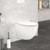 Wand-WC Hänge Toilette aus Keramik 49 cm lang Spülrandlos mit Softclose Luxebath-ECD Germany