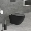 Wand-WC Hänge Toilette aus Keramik in Schwarz matt 54cm lang Spülrandlos mit Softclose LuxeBath-ECD Germany Clearance