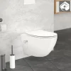 Wand-WC Hänge Toilette aus Keramik 54 cm lang Spülrandlos mit Bidet & Softclose LuxeBath-ECD Germany Outlet