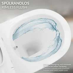 Wand-WC Hänge Toilette aus Keramik 54 cm lang Spülrandlos mit Bidet & Softclose LuxeBath-ECD Germany Outlet
