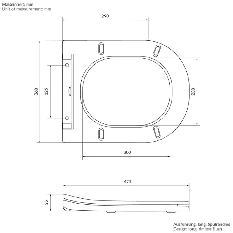 Wand-WC Hänge Toilette aus Keramik 54 cm lang Spülrandlos mit Bidet & Softclose LuxeBath-ECD Germany Outlet