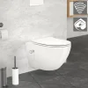 Wand-WC Hänge Toilette aus Keramik 54 cm lang Spülrandlos mit Bidet & Softclose Luxebath-ECD Germany Sale