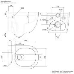 Wand-WC Hänge Toilette aus Keramik 54 cm lang Spülrandlos mit Bidet & Softclose Luxebath-ECD Germany Sale