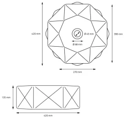 Waschbecken Diamantform ohne Überlauf Ø 42x13,5 cm Schwarz aus Keramik ML-Design-ECD Germany Discount