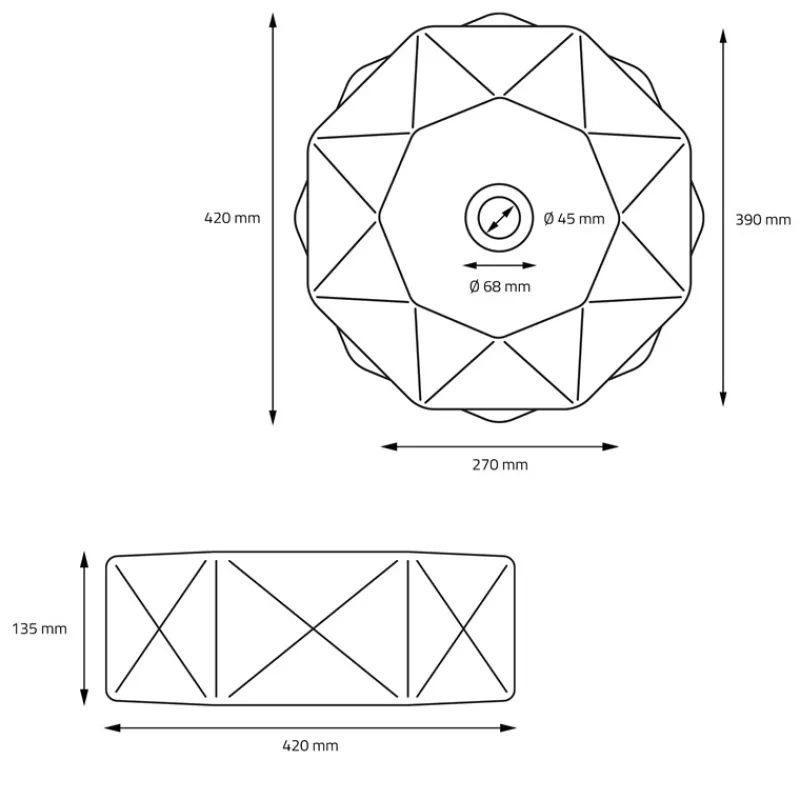 Waschbecken Diamantform ohne Überlauf Ø 42x13,5 cm Schwarz aus Keramik ML-Design-ECD Germany Discount